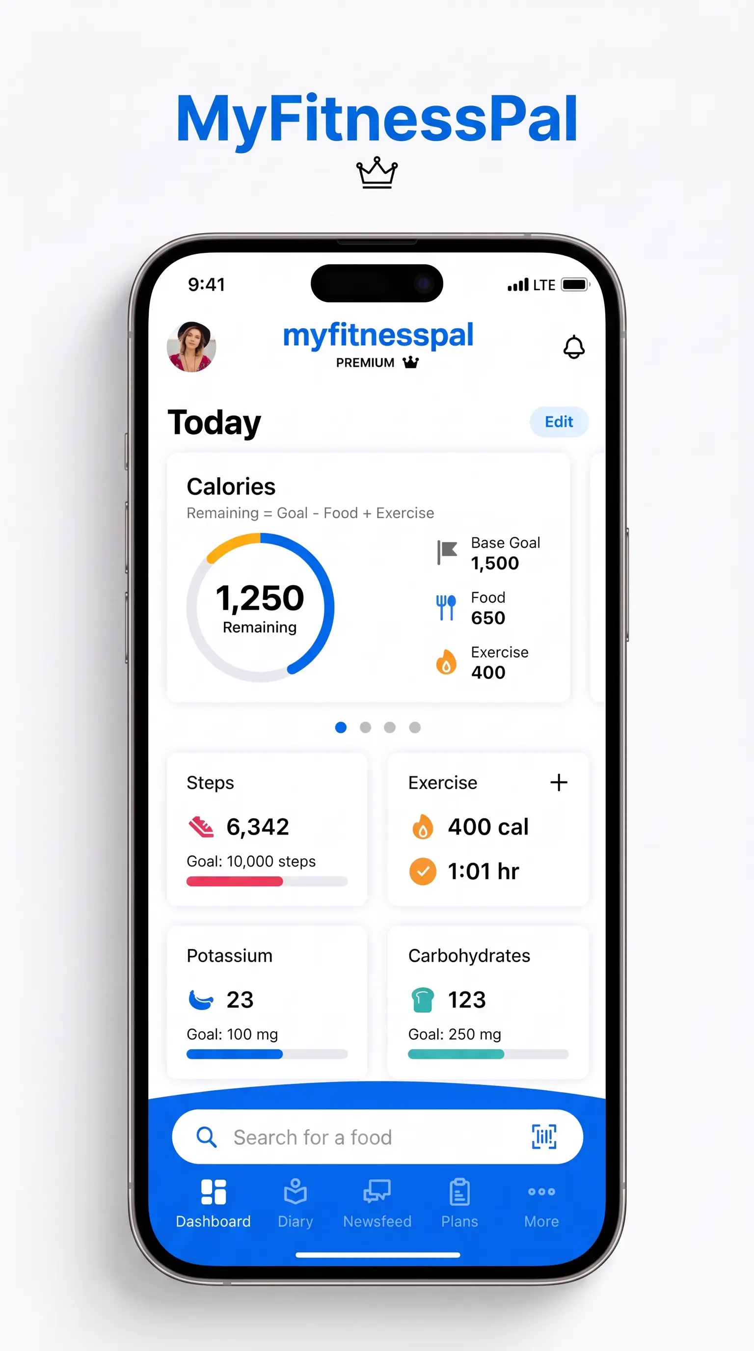 MyFitnessPal UI Mockup