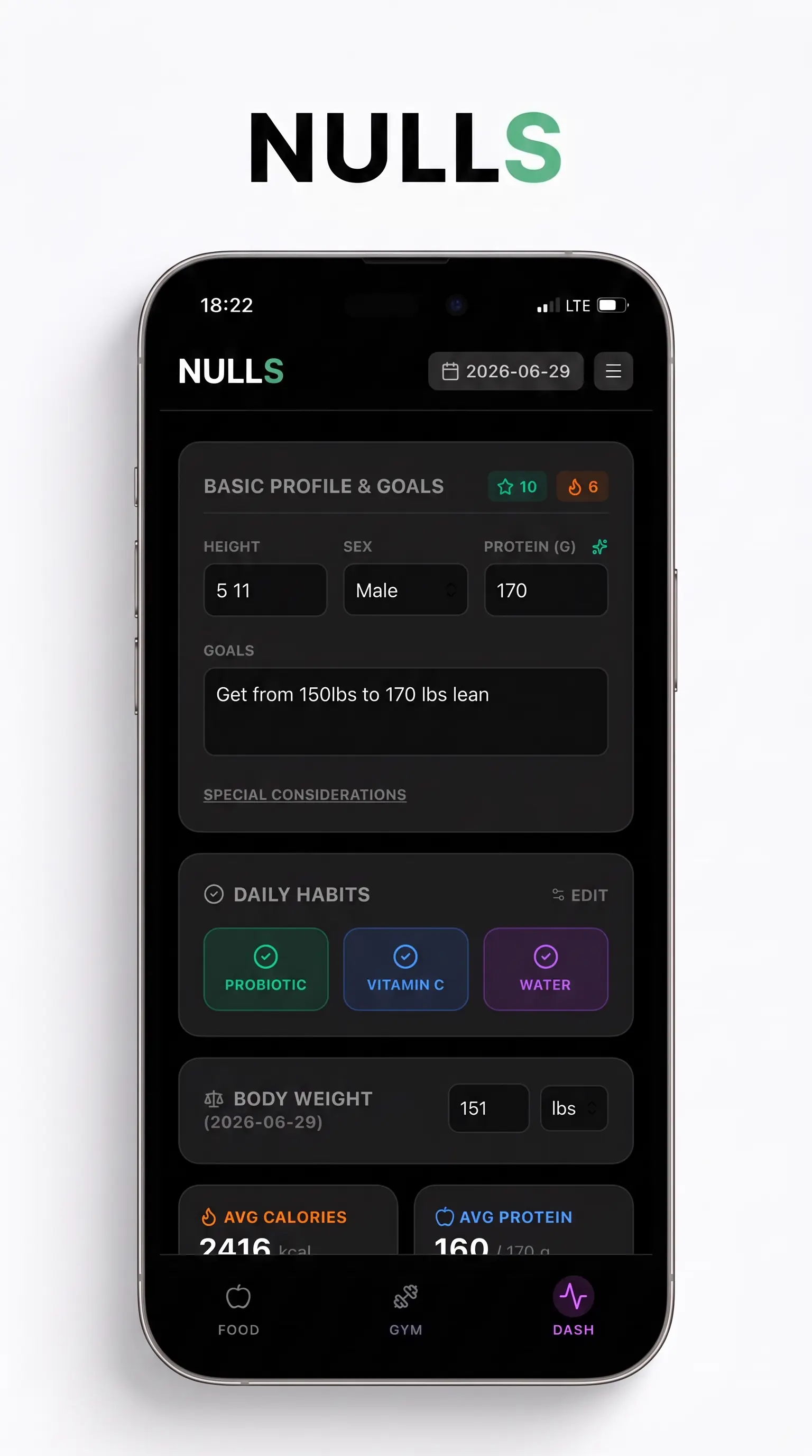 Nulls Tracker UI Mockup