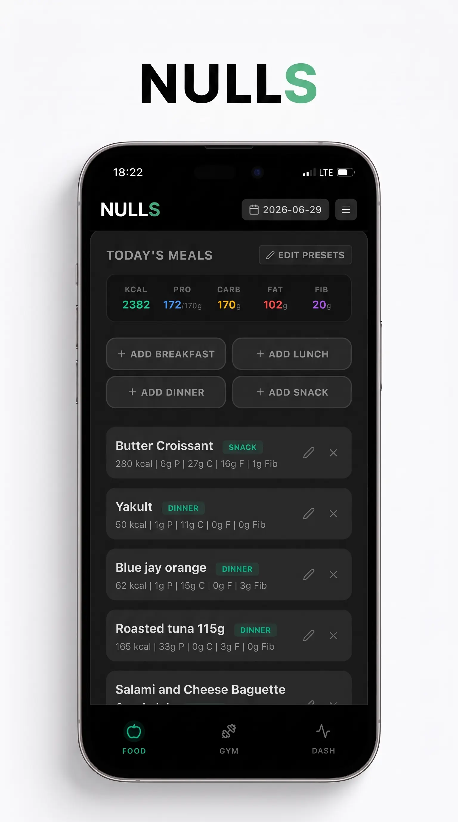 Nulls Tracker UI Mockup